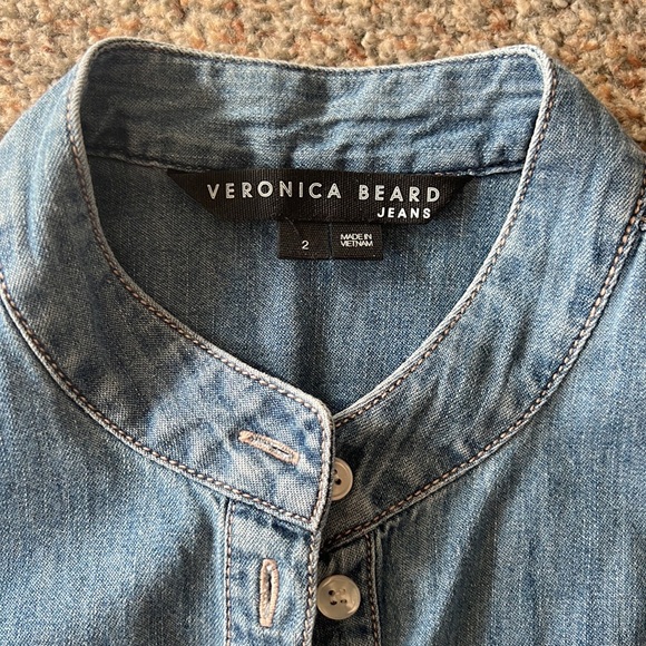 NWOT Veronica Beard Puff Sleeve Denim Top - 2 - Picture 7 of 10